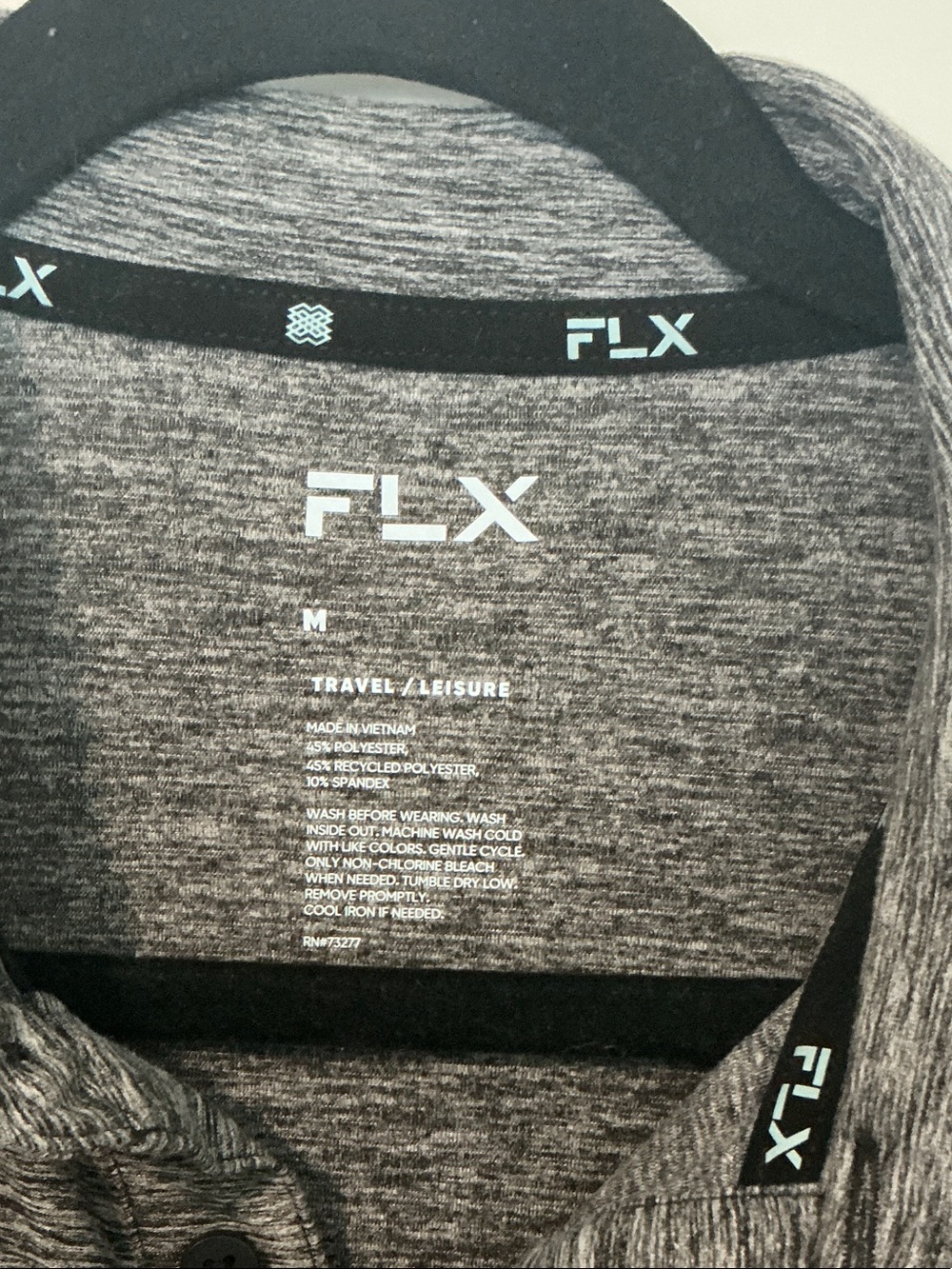 FLX Men's Charcoal Heather Polo Shirt - Picture 2 of 7